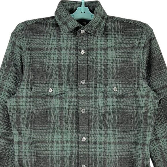 Express Men's Stretch Green Grey Plaid Button-Up Shirt Size XS Long Sleeve NWOT - Picture 3 of 10